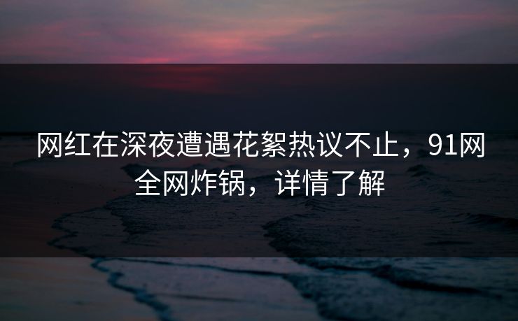 网红在深夜遭遇花絮热议不止，91网全网炸锅，详情了解