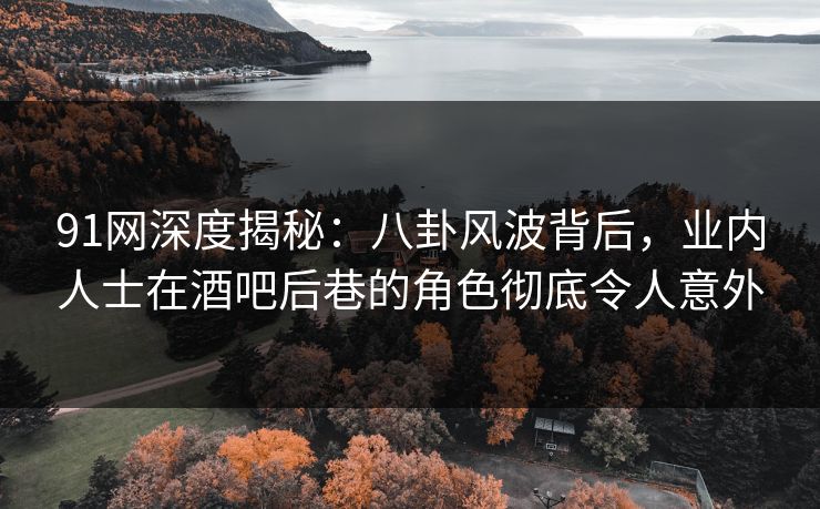 91网深度揭秘：八卦风波背后，业内人士在酒吧后巷的角色彻底令人意外