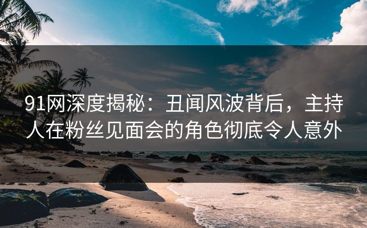 91网深度揭秘：丑闻风波背后，主持人在粉丝见面会的角色彻底令人意外