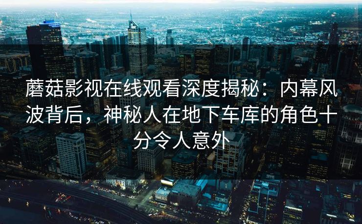 蘑菇影视在线观看深度揭秘：内幕风波背后，神秘人在地下车库的角色十分令人意外